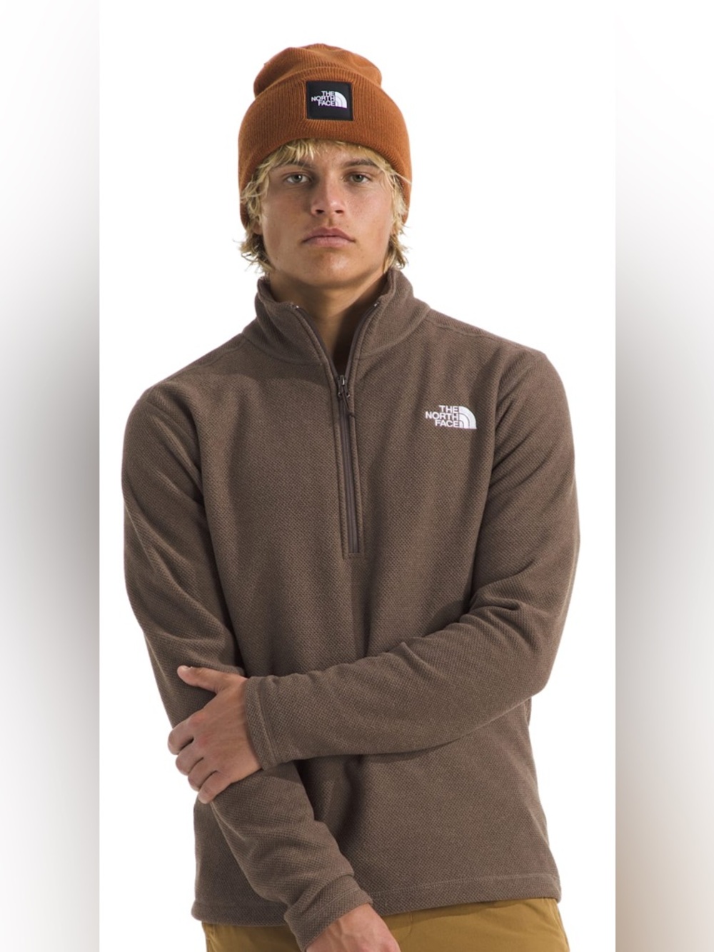 The North Face Brown Zip-Neck Fleece Pullover